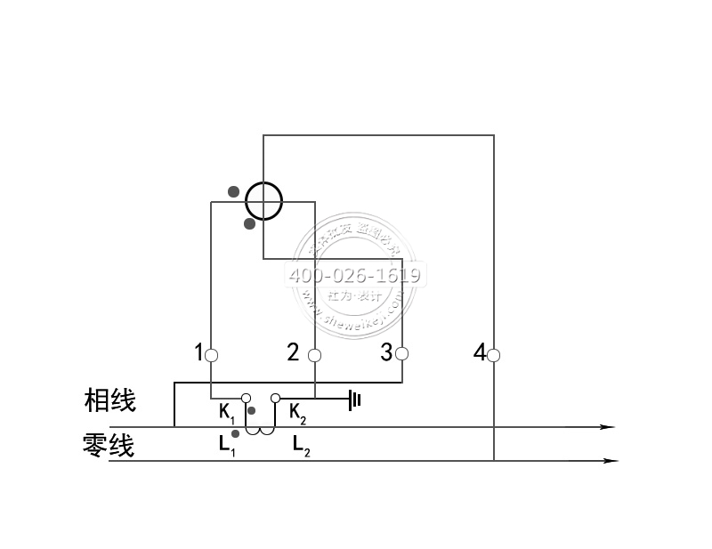 單相電子式電表經(jīng)電流互感器單進單出接線圖